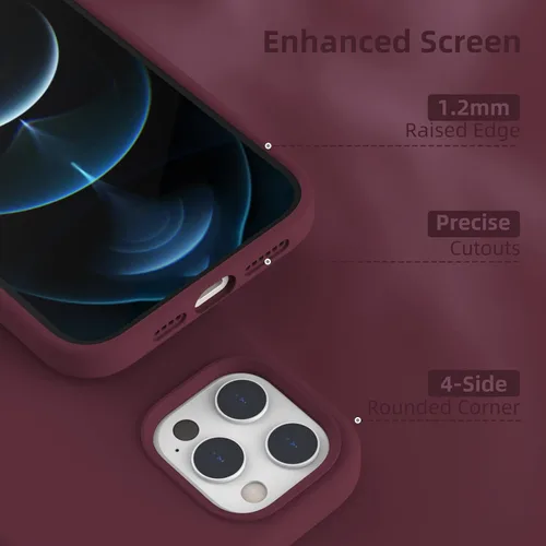 Vista 3 de Funda de silicona líquida compatible con iPhone 12 Pro Max 6.7 pulgadas, funda de gel de protección completa con forro de microfibra, funda