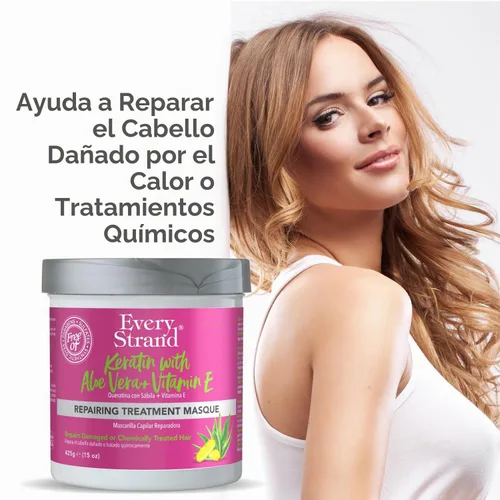 Vista 10 de Every Strand Mascarilla reparadora de queratina para el cabello, 15 onzas, mascarilla acondicionadora profunda para cabello tratado químicamente