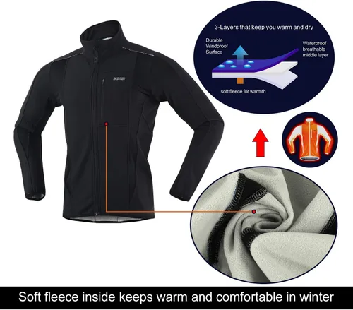 Vista 4 de Chaqueta térmica para ciclismo (tejido Softshell, resistente al viento, impermeable, 15K) de ARSUXEO