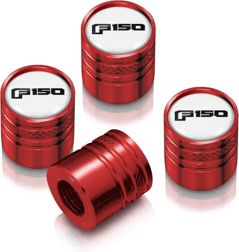 Vista 5 de iPick Image Para Ford F-150 2015 en negro sobre rojo aluminio cilindro estilo válvula de neumático tapas de vástago
