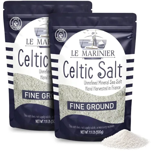 Vista 10 de Le Marinier Sal marina celta orgánica molida fina, 1.1lb - 18oz. Rica en minerales. 100% natural y sin refinar. Sal marina francesa orgánica