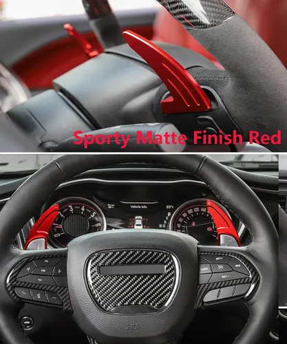 Vista 8 de Extensión de levas de cambio para Dodge Charger, Challenger - Cubiertas de levas de cambio de volante de aluminio billete compatibles con Dodge