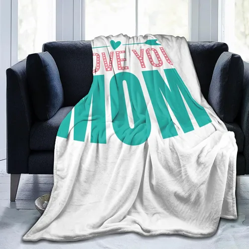 Vista 5 de Manta para mamá, Love You Mom con patrón de flechas acuáticas, manta decorativa de franela suave de 30 x 40 pulgadas para viajes, manta con texto