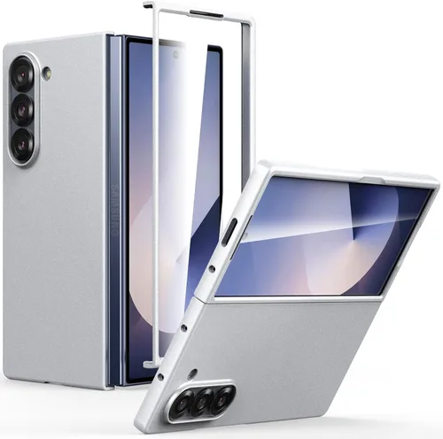 Vista 18 de Funda delgada para Galaxy Z Fold 5, [película de pantalla frontal dura transparente incorporada + parte trasera de policarbonato duro]