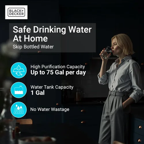 Vista 5 de BLACK+DECKER Filtro de agua RO+UV para encimera Agua caliente y ambiental Sistema de filtración de 5 etapas con remineralización Probado por