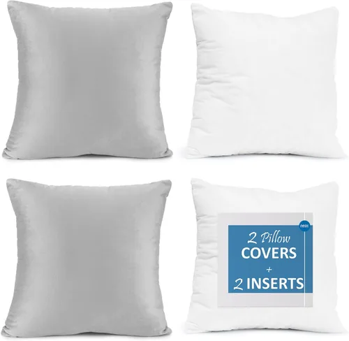 Vista 12 de Nestl Juego de 2 rellenos de almohada con terciopelo suave y sólido, juego de fundas de almohada cuadradas decorativas para sofá, automóvil Azul