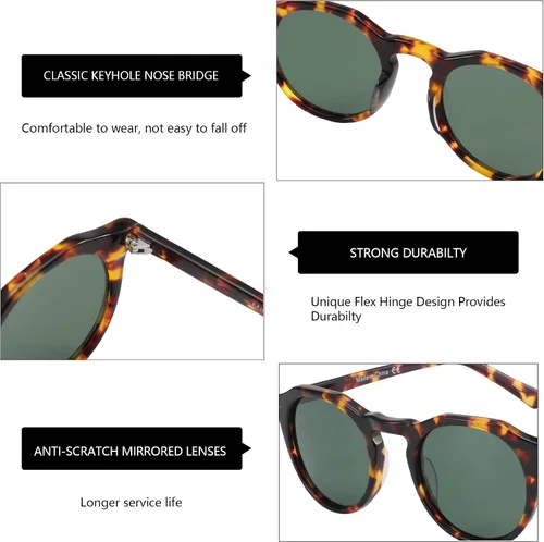 Vista 5 de ZENOTTIC Gafas de sol polarizadas redondas vintage para hombres y mujeres con protección UV400