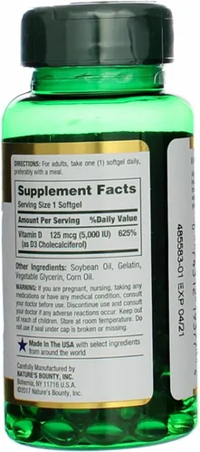Vista 4 de Nature's Bounty, D 5000 Iu Softgels, 100 ct