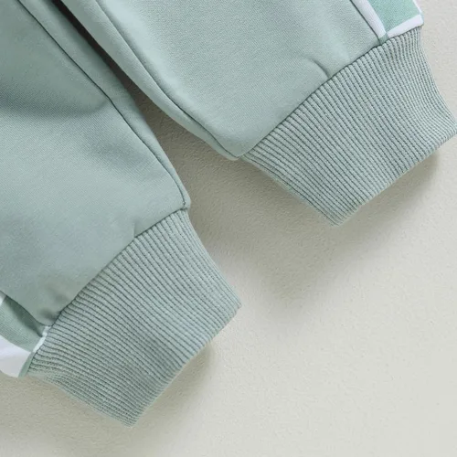 Vista 118 de Ropa de bebé niño 3 6 9 12 18 24M 3T Conjunto de pantalones con capucha patchwork sudadera con capucha pantalones de rayas traje de otoño invierno