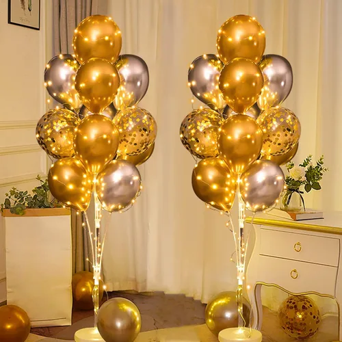 Vista 8 de Cicicooie - Juego de 2 soportes para globos para decoración de fiesta Negro