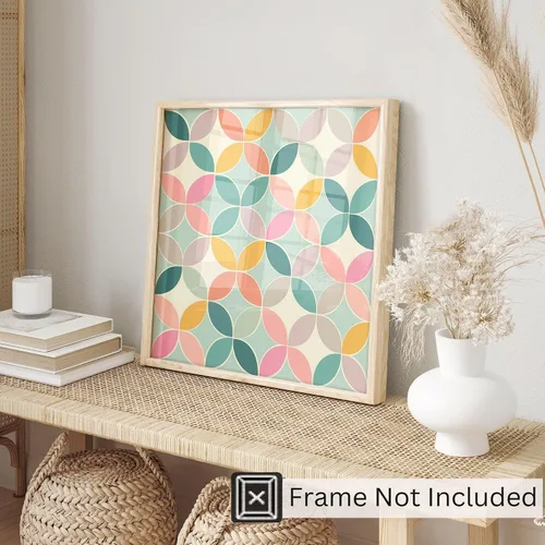 Vista 3 de Ethan Taylor Abstract Wall Art Prints Unframed Square Posters 'Retro 70s Hippie Pattern I' Retro Home Décor for Living Room, Bedroom, Office, 10 in