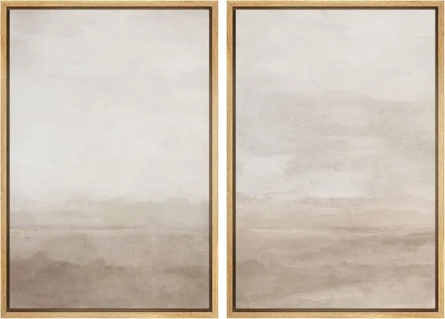 Vista 111 de SIGNWIN Lienzo enmarcado para pared, ilustraciones abstractas texturizadas en tonos beige terrosos, arte moderno, decorativo, contemporáneo