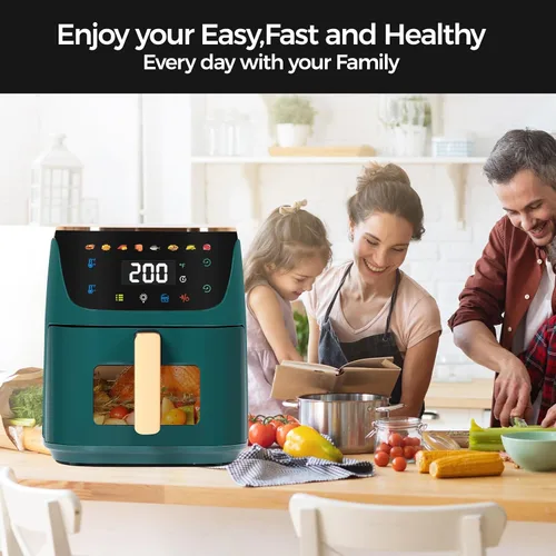 Vista 3 de Panana - Freidora de aire grande de 8QT compacta, freidora de 8 menús preestablecidos, control digital de un solo toque, pantalla táctil, apta