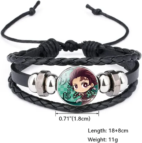 Vista 3 de Nezuko Kamado - Juego de joyas de anime con cúpula de cristal y luna creciente con dije, collar, aretes, pulsera, conjunto de joyería, regalos