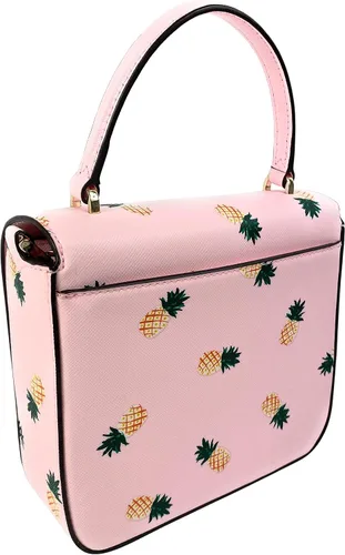Vista 2 de Kate Spade New York Staci - Bolso cruzado cuadrado con estampado de piña, Rosa (Pink Multi)