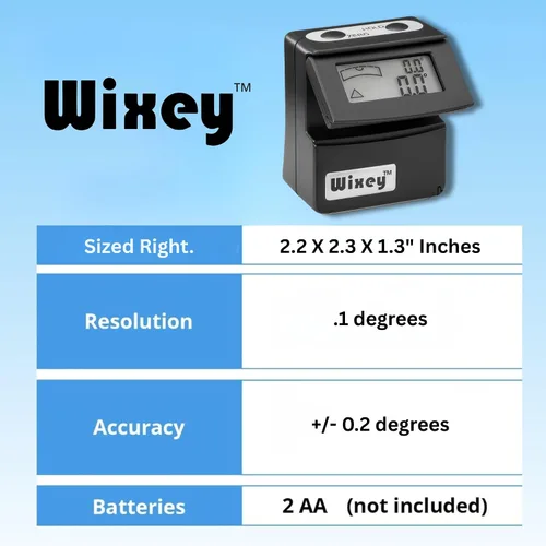 Vista 8 de Wixey Medidor de ángulo digital con pantalla abatible, buscador de ángulo digital magnético fácil de leer para ajustar los ángulos de las vallas