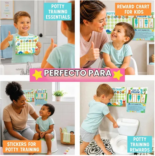 Vista 5 de 10 Tabla de entrenamiento para ir al baño para niños pequeños Tabla de Dinosaurio