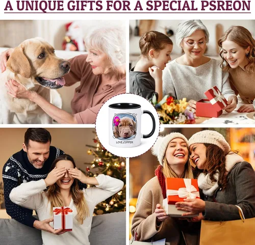 Vista 7 de Taza personalizada para mascotas, tazas de café personalizadas para perros con foto de nombre, tazas de perro de 11 onzas para hombres, tazas