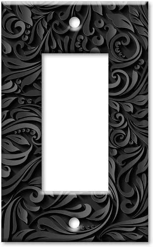 Vista 11 de Art Plates - Placa de interruptor basculante de doble banda (Rocker - GFCI) - Placa de pared - Estampado floral negro - Hecho en Estados Unidos