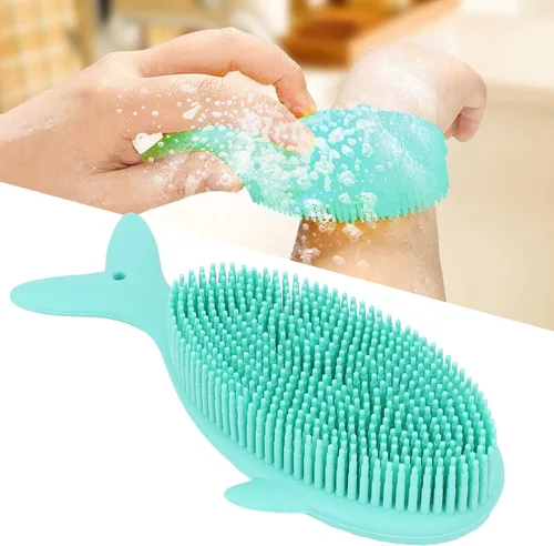 Vista 5 de Cepillo de baño de silicona para bebés, cepillo de masaje para bebés, cepillo exfoliante para piel seca, cuidado del cabello