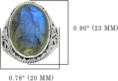 Vista 7 de YoTreasure Anillo de labradorita en negrita de 0.591 x 0.787in, plata de ley 925, joyería de piedras preciosas, Metal Piedra preciosa Metal