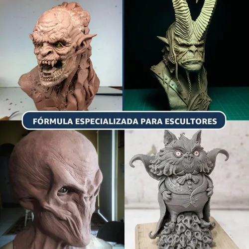 Vista 7 de Monster Clay Arcilla de modelado de grado prémium (gris, dura, 4.5 libras)