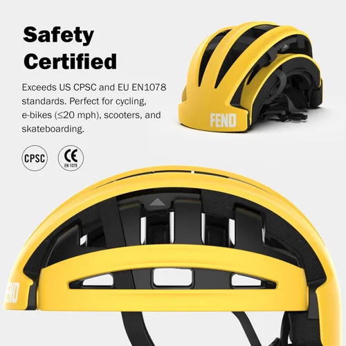 Vista 8 de FEND One Foldable Bike Helmet, CPSC/EN1078 Certified, Award-Winning Patented Smart-Fold Design, Lightweight Commuter Helmet for Adults – Bike
