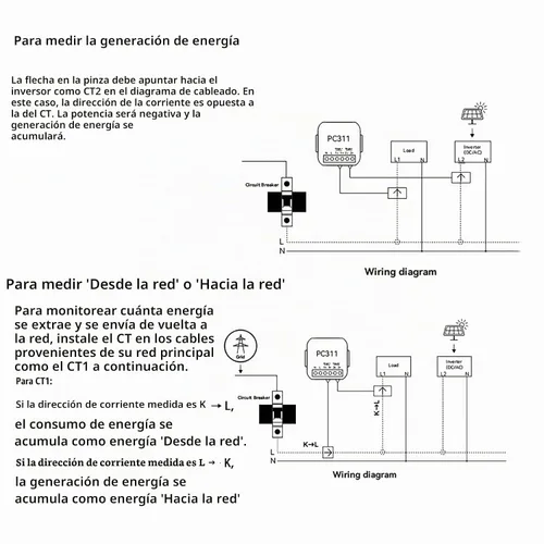 Vista 6 de AC110V 220V 80A Tuya App Smart Bilateral WiFi Medidor de Energía con 2PCS 80A CT Transformadores de Corriente Abrazaderas Sensores KWh Potencia