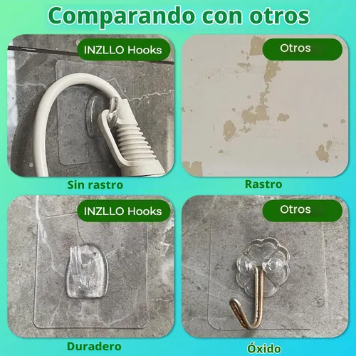 Vista 6 de Ganchos adhesivos, ganchos de utilidad resistentes de 20 libras (máximo), impermeables y resistentes al aceite, extraíbles, ganchos transparentes