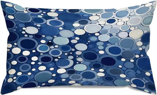 Vista 20 de Chinoiserie - Fundas de almohada decorativas de porcelana azul y blanca con patrón de edificios de estilo chino de 12 x 20 pulgadas, fundas de cojín