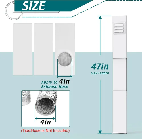 Vista 2 de Kit de ventilación para ventana de secadora Daisypower, kit de ventilación de ventana ajustable con cubierta de ventilación para exterior, campana
