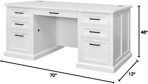 Vista 3 de Escritorio ejecutivo moderno de madera para oficina, totalmente montado, color blanco