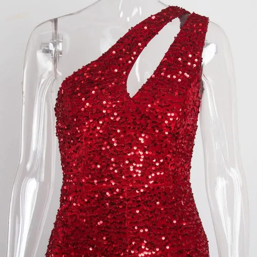 Vista 6 de YY - Vestido largo sexy de lentejuelas brillantes, elástico, sin mangas, largo hasta el suelo, vestido de fiesta de sirena, Oro Rosa