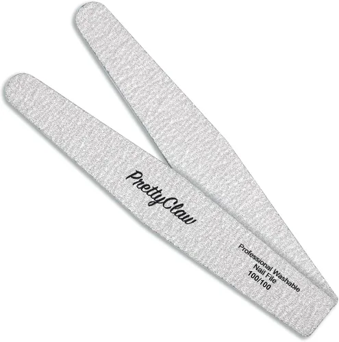 Vista 3 de PrettyClaw 10 limas de uñas profesionales de grano 100/100, limas de uñas acrílicas de diamante de cebra de doble cara, centro de plástico
