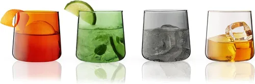 Vista 7 de Viski Aurora Tumblers - Copas de vino de colores, divertidas copas de cóctel teñidas en transparente, gris, verde y ámbar, aptas para lavavajillas