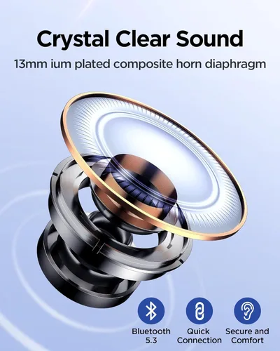 Vista 2 de PISEN Auriculares Inalámbricos Intrauriculares - P1 Bluetooth 5.3 HiFi Estéreo Auriculares Bluetooth con Micrófono para Llamadas Intrauriculares
