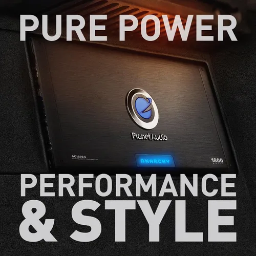 Vista 2 de Planet Audio ANARCHY amplificador estable de 5 ohmios, rango completo de 1800 W, clase A/B, de 2 canales