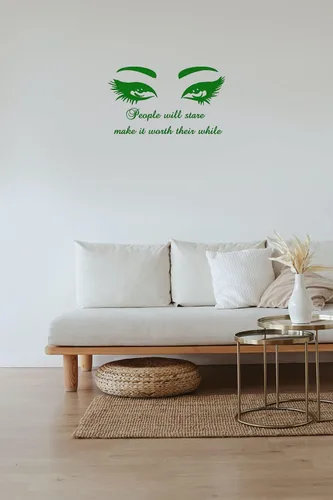 Vista 7 de Eyes Wall Decals Beauty Salon Removable Stylish Quotes Sticker Unique Design MC14 (48 in x 28 in, light brown)