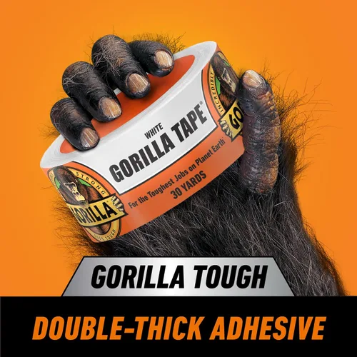 Vista 2 de Gorilla Cinta adhesiva blanca, 1.88" x 30 yardas, blanca, (paquete de 2)