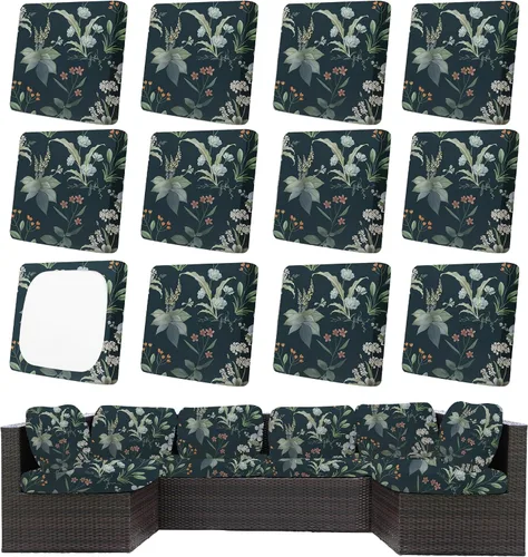 Vista 12 de Fundas de cojín de patio, fundas de cojín para exteriores, fundas de cojín elásticas de repuesto, protectores de muebles lavables y reutilizables