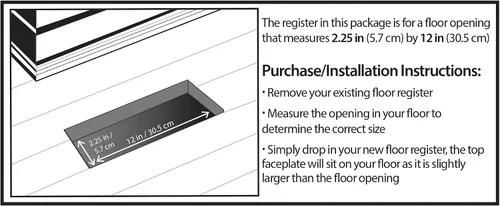 Vista 9 de Decor Grates LTH212-BLK - Registro de piso de celosía, 2 x 12 pulgadas, color negro