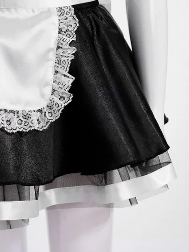 Vista 5 de JEATHA Disfraz de sirvienta francesa de Halloween para niños vestido de uniforme de sirvienta trajes de cosplay elegantes