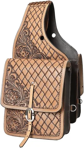 Vista 12 de HILASON Western Horse - Bolsa de sillín de cuero resistente y tradicional Bolsa de sillín Bolsa de sillín de caballo Bolsa de sillín