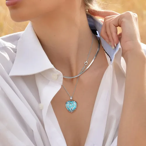 Vista 2 de Bestyle Collar de cristal curativo envuelto en árbol de la vida, colgante de piedra natal de 12 meses para parrillas de mujer, joyería de piedras