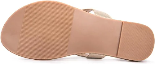 Vista 4 de LM Sandalias de tanga para mujer, sandalias con correa en T, sandalias planas sin cordones, sandalias informales de verano