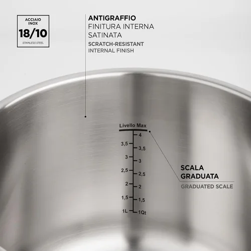 Vista 8 de Barazzoni Easy Dual System 2.0, olla a presión, 6 litros, diámetro 8.7 in, fabricado en Italia, acero inoxidable 18/10