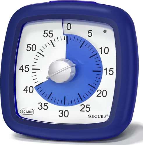 Vista 11 de Secura - Temporizador visual de 60 minutos, temporizador silencioso de estudio para niños y adultos, relojes de tiempo, temporizador de cuenta