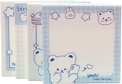 Vista 8 de 4 paquetes de notas adhesivas bonitas Notas adhesivas kawaii para memos, 3.1x3.1 pulgadas, notas adhesivas coloridas con frutas para niñas