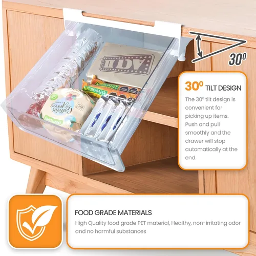 Vista 7 de Cajón extraíble debajo del estante para armarios de cocina, organizador de utensilios de cocina fácil de instalar, convierte tu estante de despensa