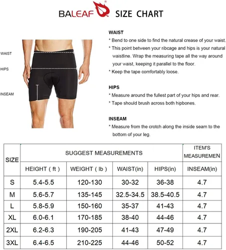 Vista 2 de BALEAF Men's 3D Padded Bike Shorts Cycling Underwear MTB Liner
